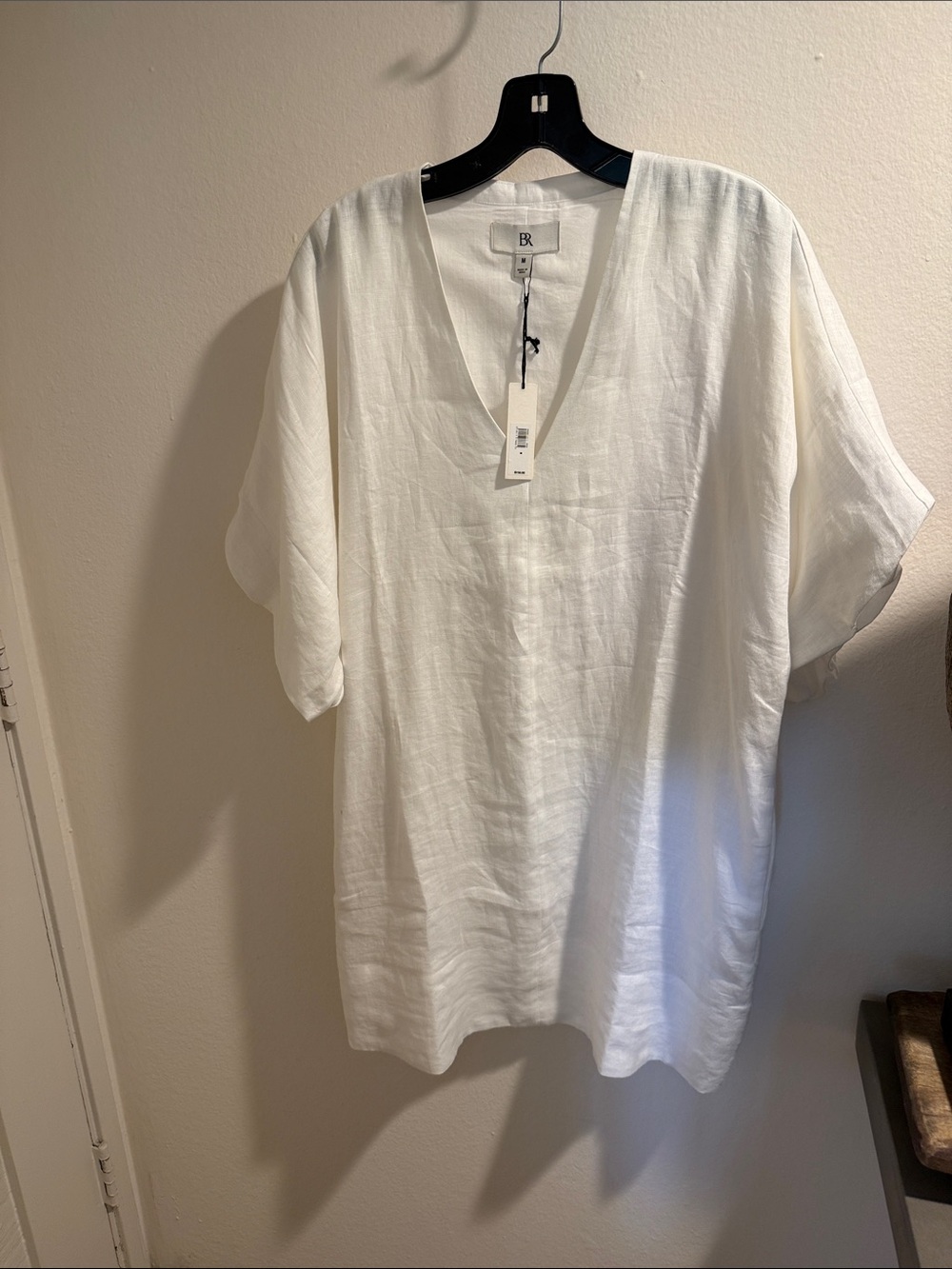 Banana Republic White Linen V-Neck Short Sleeve Tunic